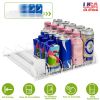 Drink Organizer for Fridge Spring Loaded Beverage Dispenser Width Adjustable Drink Holder with Automatic Pusher Glide 5 Rows Hold up to 25 Cans Bottle