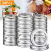 24 Pcs Regular Mouth Canning Jar Metal Rings Split-Type Jar Bands Replacement Fits For Ball Kerr Mason Jars