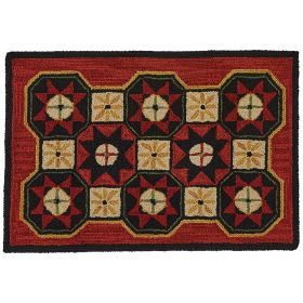 Folk Star Hooked Rug 2 x 3