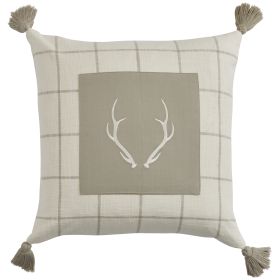 Eva & Co Signature Antler Pillow 20" - Plaid - Feather Down Insert