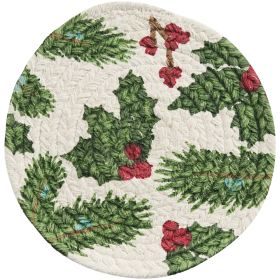 Boughs Of Holly Printed Braided Trivet 8"