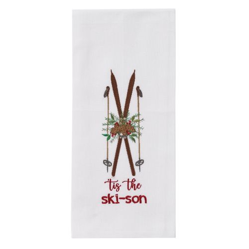 Tis The Ski-Son Embroidered Dishtowel