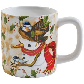 Snowman And Chickadee Mug