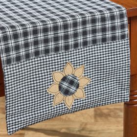 Stafford Sunflower Table Runner 54"L - Black And Cream