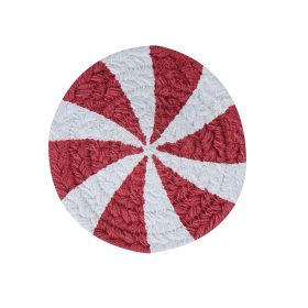 Peppermint Candy Print Braid Coasters - Set Of 4