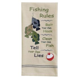 Fishing Rules Embroidered Dishtowel