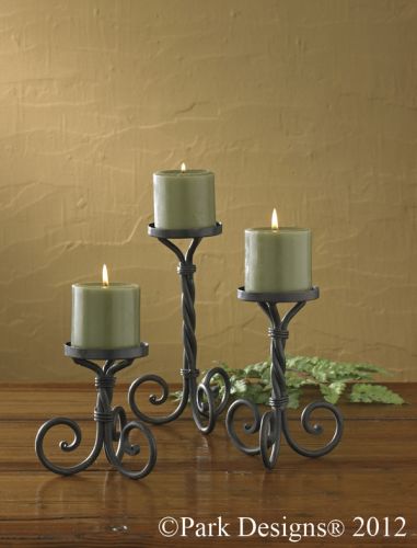 Scroll Pillar Holders - Set of 3