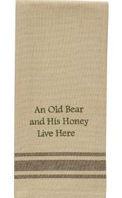 An Old Bear And Honey Live Here Dishtowel