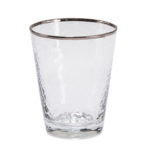 Metallic Rim Double Old Fashioned - Silver