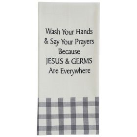 Jesus And Germs Embroidered Dishtowel