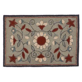 Gray Floral Hooked Rug 2' x 3'