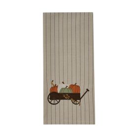 Pumpkin Cart Embroidered Dishtowel