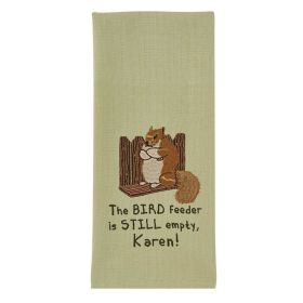 Bird Feeder's Still Empty Embroidered Dishtowel