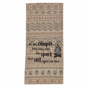 An Old Camper Lives Here Embroidered Dishtowel