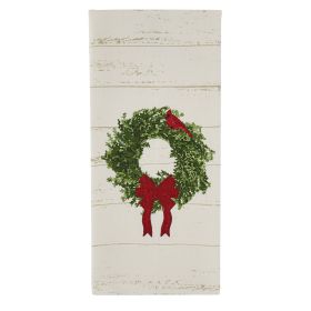 Williamsburg Cardinal Wreath Print Embroidered Dishtowel