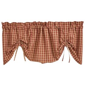 Sturbridge Plaid Lined Farmhouse Valance - Wine