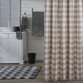 Wicklow Check Shower Curtain   - Natural