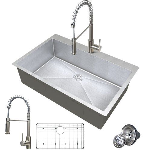 33 Inches Kitchen Sink - Dual Mounted Undercounter Or Recessed Sink 33 Inches Kitchen Sink - Dual Mounted Undercounter Or Recessed Sink